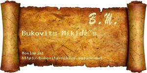 Bukovits Miklós névjegykártya